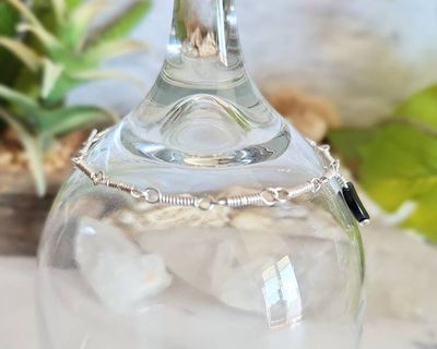 Alternate image for Onyx Sterling Silver Bracelet, Moon or Heart Charm