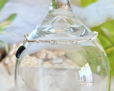Alternate image for Onyx Sterling Silver Bracelet, Moon or Heart Charm