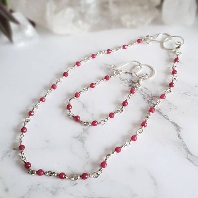 Alternate image for Fine Silver and Ruby Jewelry Set
