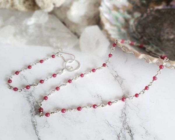 Alternate image for Fine Silver and Ruby Jewelry Set