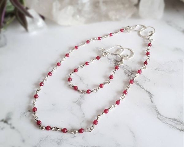 Alternate image for Fine Silver and Ruby Jewelry Set