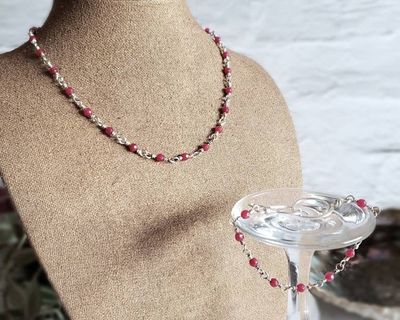 Alternate image for Fine Silver and Ruby Jewelry Set