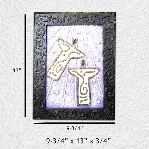 Alternate image for Two Angels - Original 3D Textured Painting on Wood Cradle with Integrated Dimensional Frame - 9-3/4 x 13 x 3/4 - Multi-Layer Raised Swirls - Unframed - Free Shipping