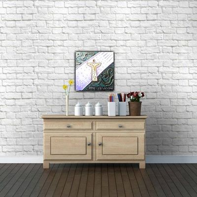 Alternate image for Angels Blessings No. 3 - Original 3D Textured Painting on Wood Cradle with Austrian Crystal Braille - 10 x 10 x 1 - Multi-Layer Raised Swirls - Unframed - Free Shipping