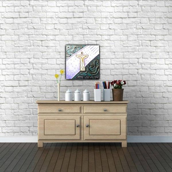 Alternate image for Angels Blessings No. 3 - Original 3D Textured Painting on Wood Cradle with Austrian Crystal Braille - 10 x 10 x 1 - Multi-Layer Raised Swirls - Unframed - Free Shipping