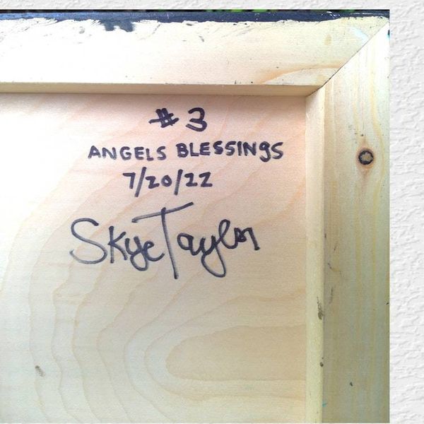 Alternate image for Angels Blessings No. 3 - Original 3D Textured Painting on Wood Cradle with Austrian Crystal Braille - 10 x 10 x 1 - Multi-Layer Raised Swirls - Unframed - Free Shipping