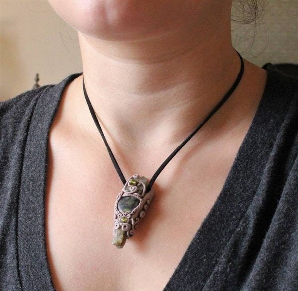 Alternate image for Heart Chakra Polymer Clay Pendant