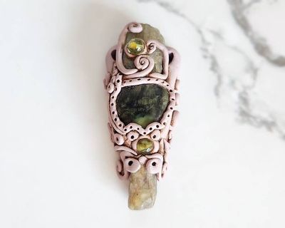 Alternate image for Heart Chakra Polymer Clay Pendant