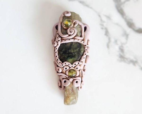Alternate image for Heart Chakra Polymer Clay Pendant