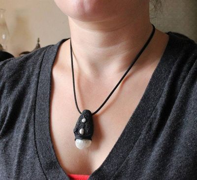 Alternate image for Jingle Shell and Pearl Polymer Clay Pendant