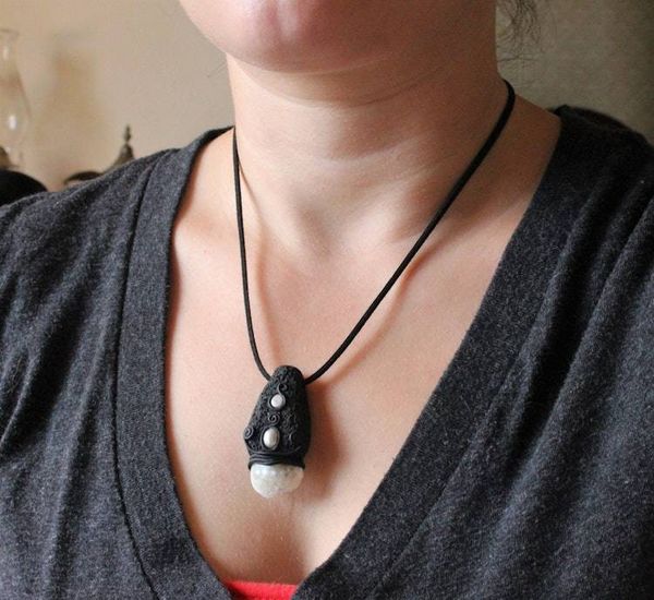 Alternate image for Jingle Shell and Pearl Polymer Clay Pendant