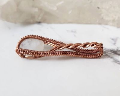 Alternate image for Rainbow Moonstone Copper Wire Wrapped Pendant