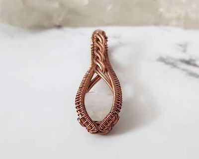 Alternate image for Rainbow Moonstone Copper Wire Wrapped Pendant