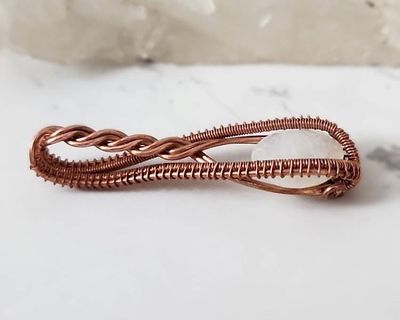 Alternate image for Rainbow Moonstone Copper Wire Wrapped Pendant