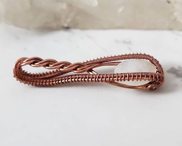 Alternate image for Rainbow Moonstone Copper Wire Wrapped Pendant