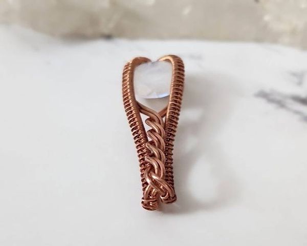 Alternate image for Rainbow Moonstone Copper Wire Wrapped Pendant