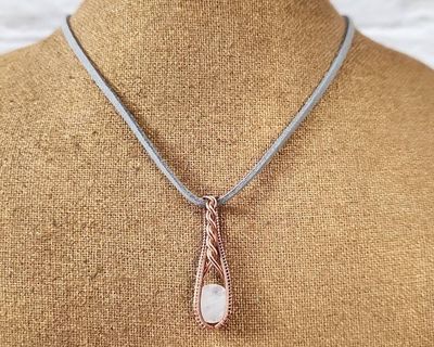 Alternate image for Rainbow Moonstone Copper Wire Wrapped Pendant