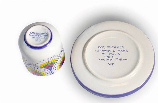 Alternate image for Intreccio Espresso Cup & Saucer Set | Hand-Painted Italian Espresso Set from Deruta