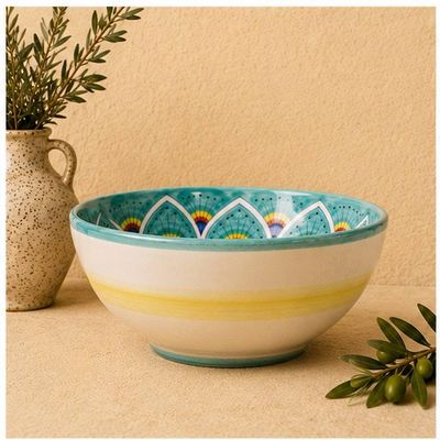 Alternate image for Intreccio Teal Deep Pasta & Soup Bowl | Hand-Painted Italian Pasta Bowl from Deruta