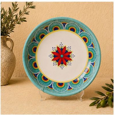 Alternate image for Intreccio Teal Deep Pasta & Soup Bowl | Hand-Painted Italian Pasta Bowl from Deruta