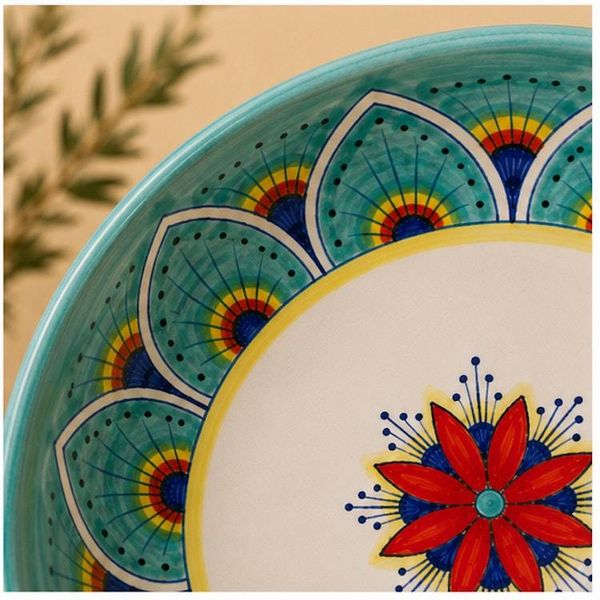 Alternate image for Intreccio Teal Deep Pasta & Soup Bowl | Hand-Painted Italian Pasta Bowl from Deruta