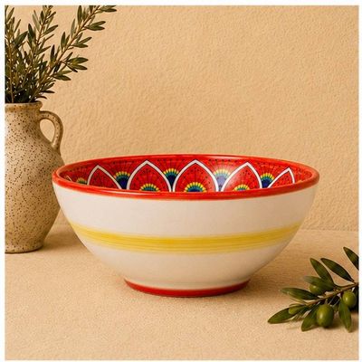 Alternate image for Intreccio Red Deep Pasta & Soup Bowl | Hand-Painted Italian Pasta Bowl from Deruta