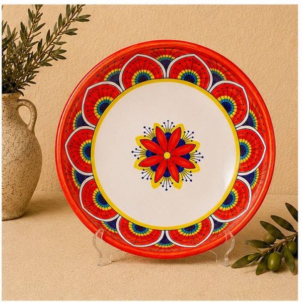 Alternate image for Intreccio Red Deep Pasta & Soup Bowl | Hand-Painted Italian Pasta Bowl from Deruta