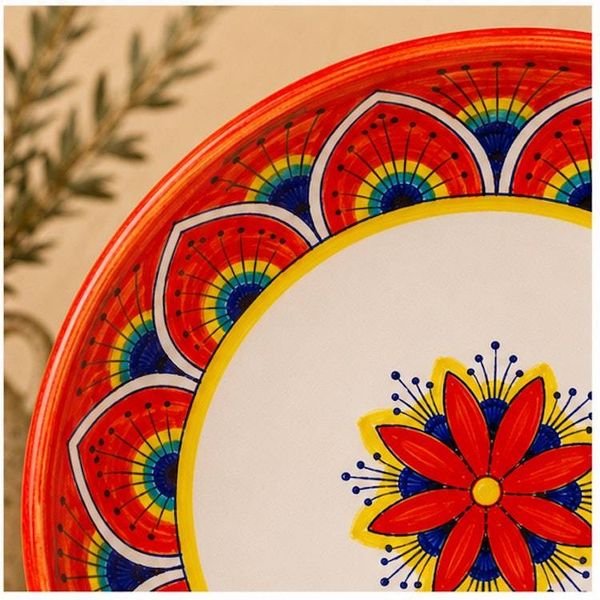 Alternate image for Intreccio Red Deep Pasta & Soup Bowl | Hand-Painted Italian Pasta Bowl from Deruta