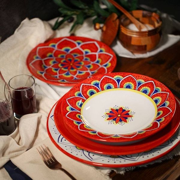 Alternate image for Intreccio Red 4-Piece Place Setting | Hand-Painted Italian Dinnerware from Deruta