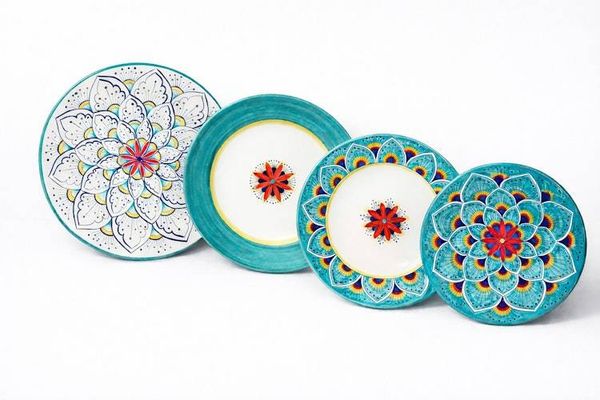Alternate image for Intreccio Teal 4-Piece Place Setting | Hand-Painted Italian Dinnerware from Deruta