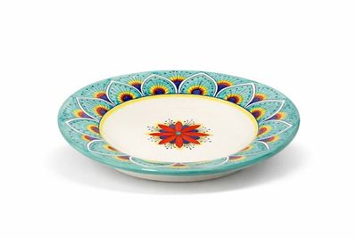 Alternate image for Intreccio Teal 4-Piece Place Setting | Hand-Painted Italian Dinnerware from Deruta