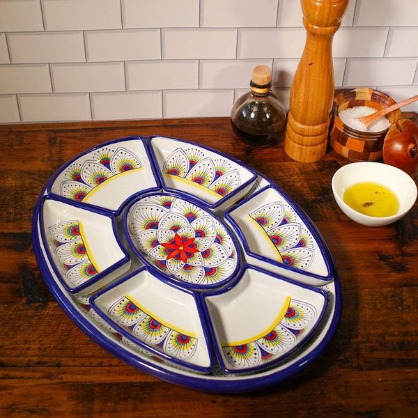 Alternate image for Intreccio Antipastiera (Antipasto Platter) | Hand-Painted Italian Serving Platter from Deruta