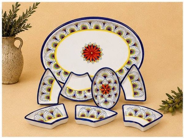 Alternate image for Intreccio Antipastiera (Antipasto Platter) | Hand-Painted Italian Serving Platter from Deruta