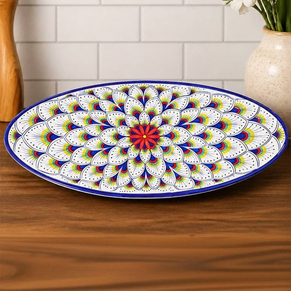 Alternate image for Intreccio Oval Serving Platter | Hand-Painted Italian Serving Platter from Deruta