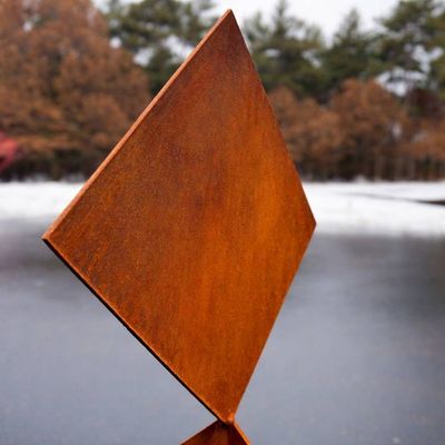Alternate image for Geometric Metal Garden Sculpture | 48 Rusted Steel Outdoor Art | Aligned
