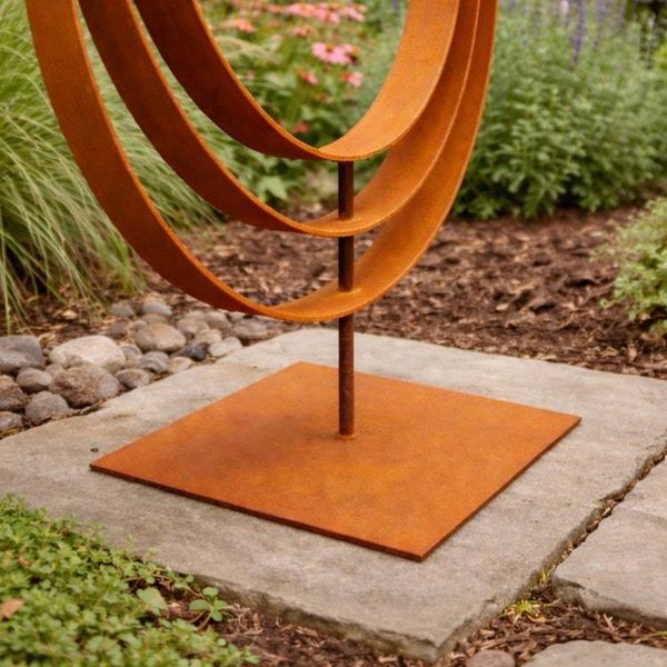 Alternate image for 30 Rusted Steel Garden Sculpture | Modern Metal Yard Art | Abstract Outdoor Sculpture | Freestanding Landscape Accent