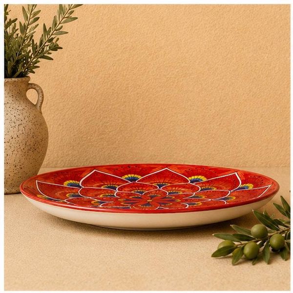 Alternate image for Intreccio Red Salad Plate | Hand-Painted Italian Salad Plate from Deruta