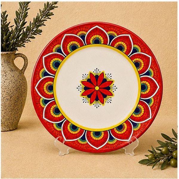 Alternate image for Intreccio Red Rimmed Soup & Pasta Bowl | Hand-Painted Italian Soup Bowl from Deruta