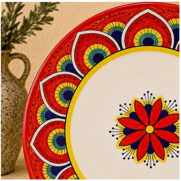 Alternate image for Intreccio Red Rimmed Soup & Pasta Bowl | Hand-Painted Italian Soup Bowl from Deruta