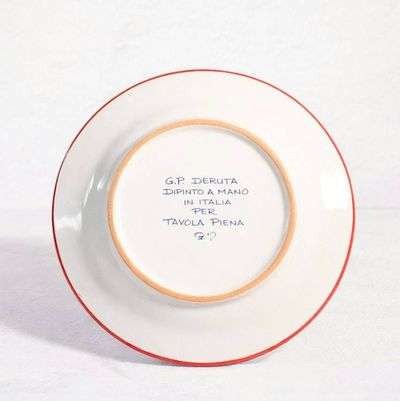 Alternate image for Intreccio Red Rimmed Soup & Pasta Bowl | Hand-Painted Italian Soup Bowl from Deruta