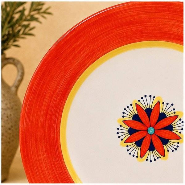 Alternate image for Intreccio Red Dinner Plate | Hand-Painted Italian Dinner Plate from Deruta