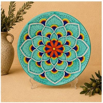 Alternate image for Intreccio Teal Salad Plate | Hand-Painted Italian Salad Plate from Deruta