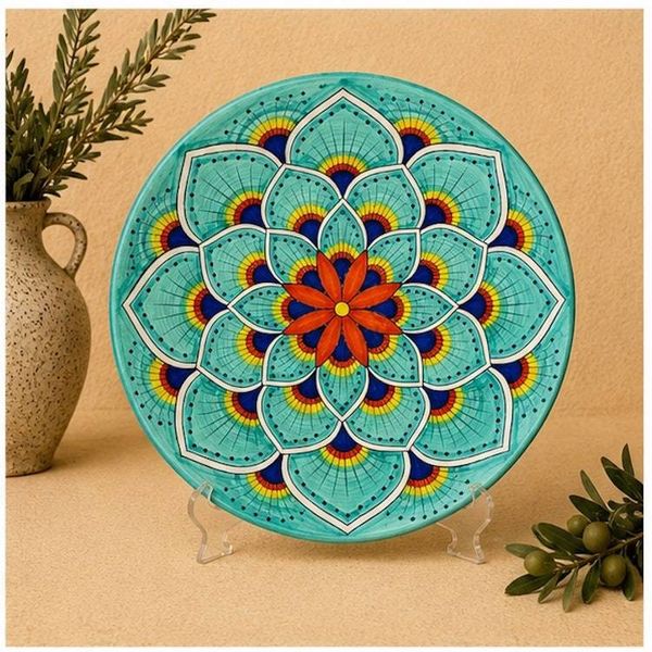 Alternate image for Intreccio Teal Salad Plate | Hand-Painted Italian Salad Plate from Deruta