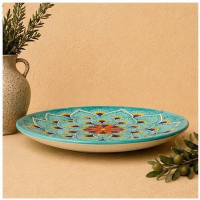Alternate image for Intreccio Teal Salad Plate | Hand-Painted Italian Salad Plate from Deruta
