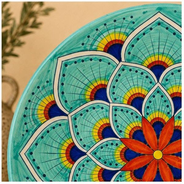 Alternate image for Intreccio Teal Salad Plate | Hand-Painted Italian Salad Plate from Deruta