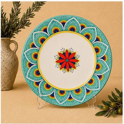 Alternate image for Intreccio Teal Rimmed Soup & Pasta Bowl | Hand-Painted Italian Soup Bowl from Deruta