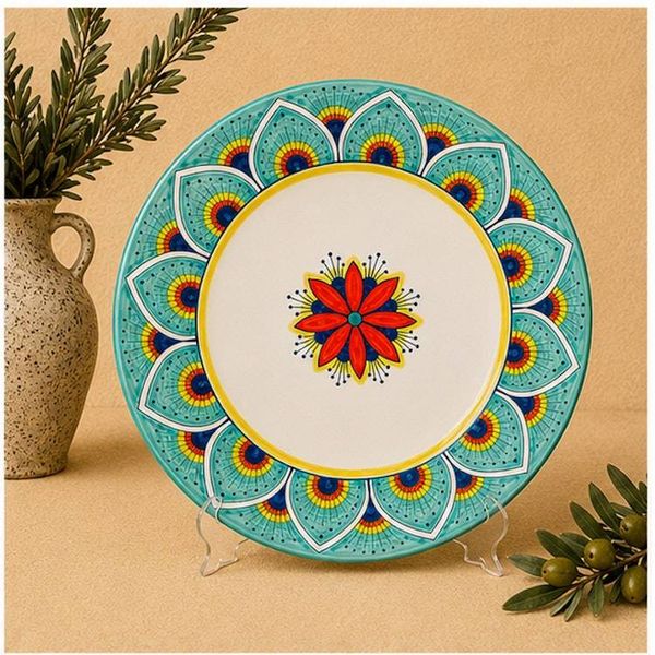 Alternate image for Intreccio Teal Rimmed Soup & Pasta Bowl | Hand-Painted Italian Soup Bowl from Deruta