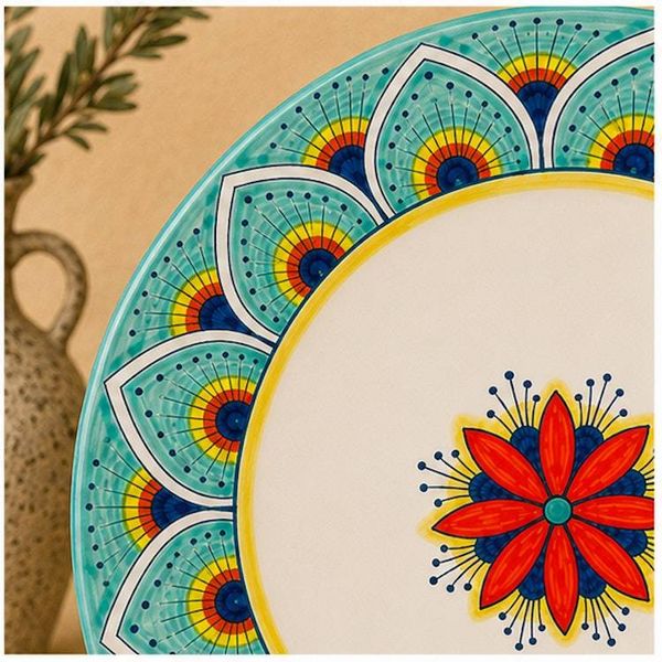Alternate image for Intreccio Teal Rimmed Soup & Pasta Bowl | Hand-Painted Italian Soup Bowl from Deruta
