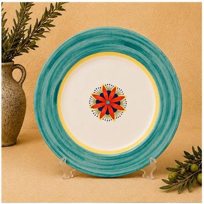 Alternate image for Intreccio Teal Dinner Plate | Hand-Painted Italian Dinner Plate from Deruta