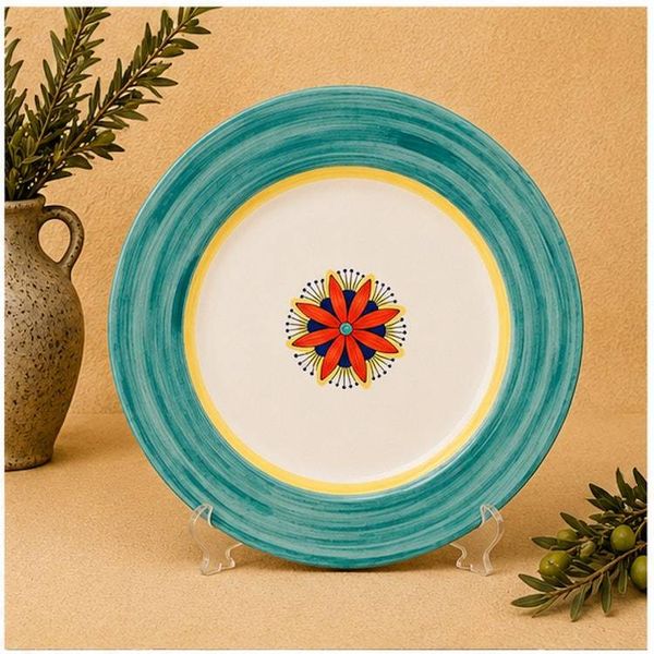 Alternate image for Intreccio Teal Dinner Plate | Hand-Painted Italian Dinner Plate from Deruta